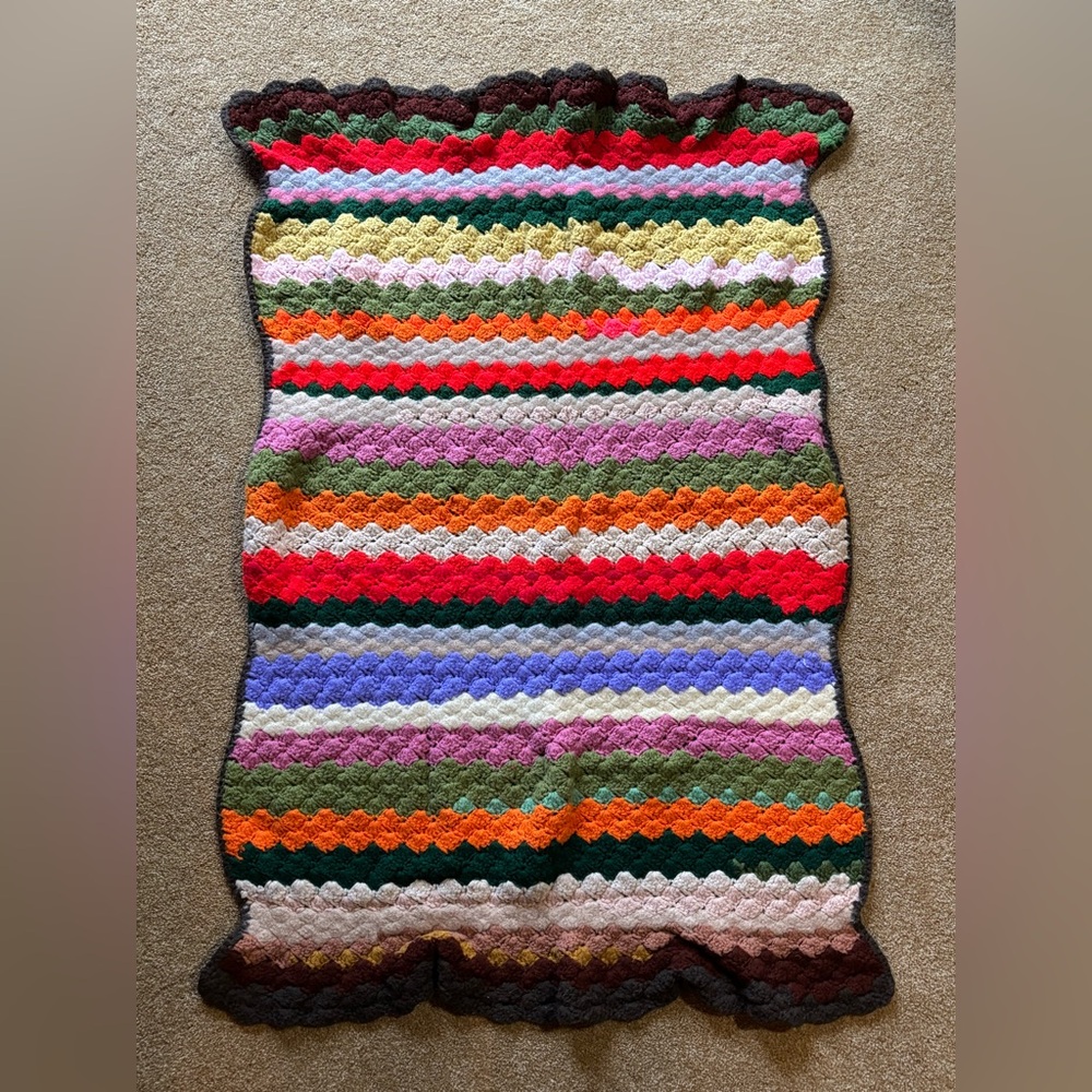 🧡 Vintage 70’s colors • Handmade Afghan Throw • Small Blanket, Bohemian Festival